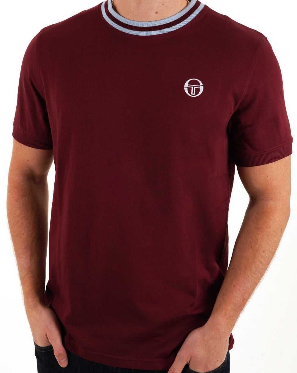Sergio Tacchini Rainer T Shirt Claret/Sky Blue