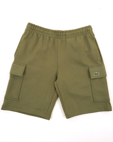 Lacoste Cotton Fleece Cargo Shorts Khaki Green
