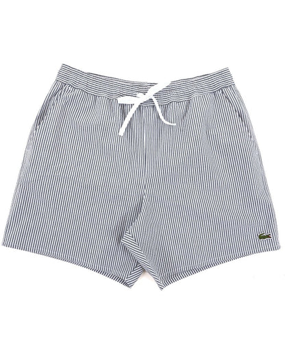 Lacoste Striped Textured Swim Shorts White/Falcon
