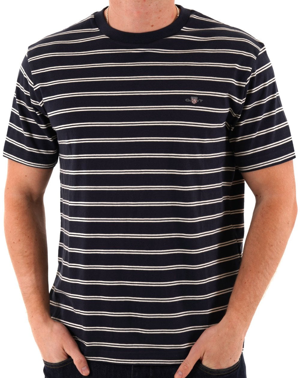 Gant Striped T Shirt Navy Blue