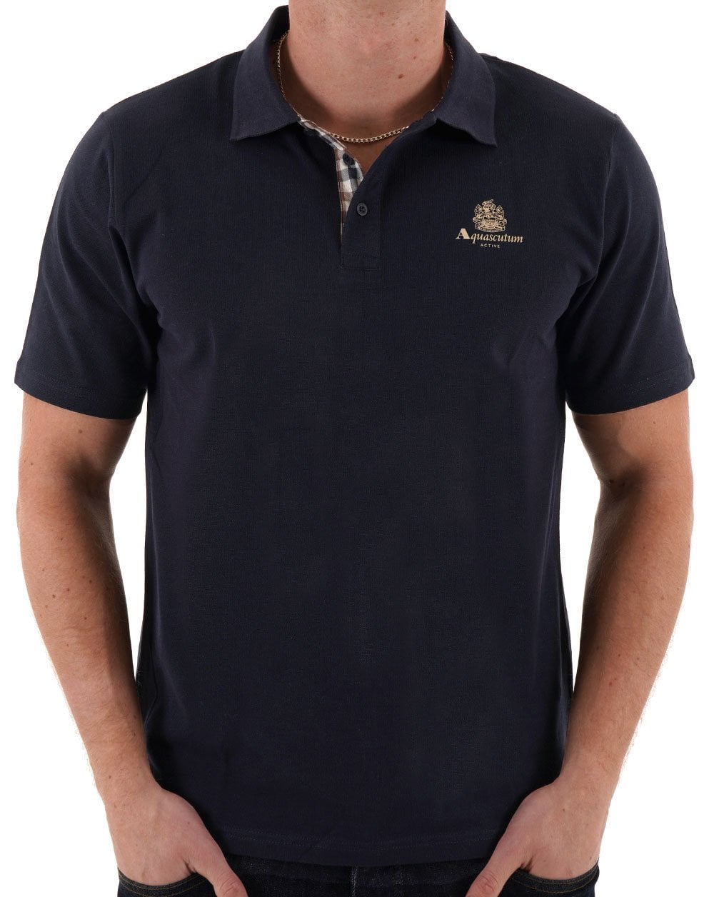 Aquascutum Small Logo Pique Polo Navy