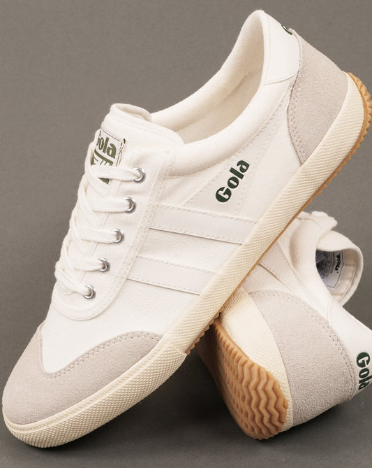 Gola Badminton Plimsoll Trainers Off White / Evergreen