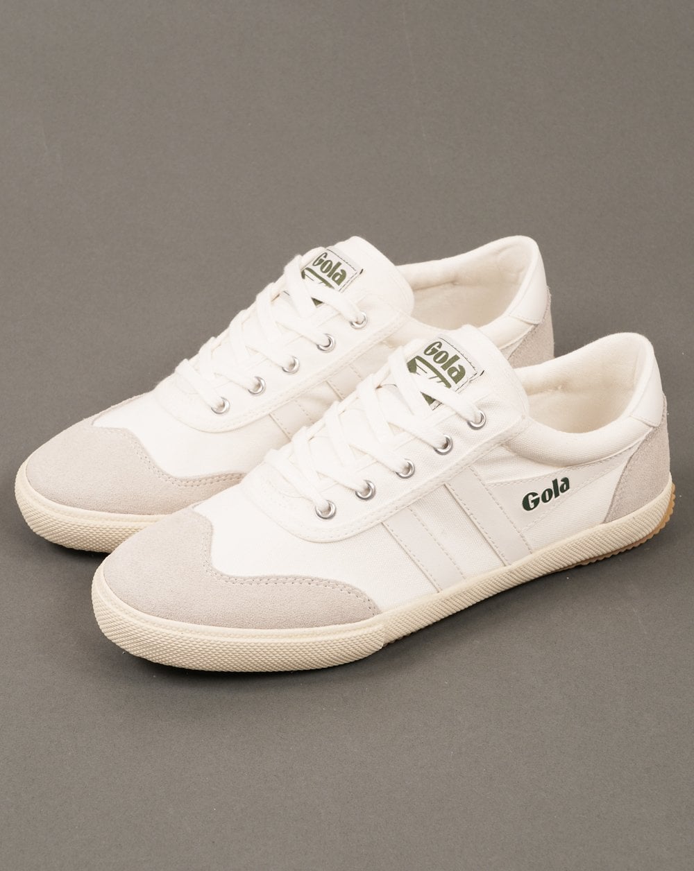 Gola Badminton Plimsoll Trainers Off White / Evergreen