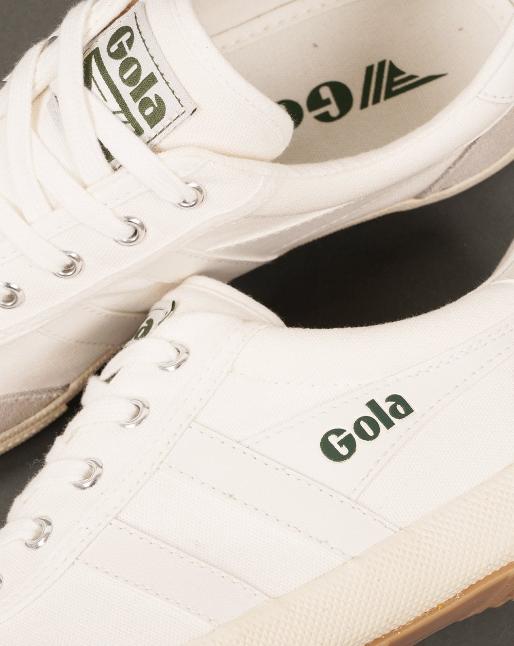 Gola Badminton Plimsoll Trainers Off White / Evergreen