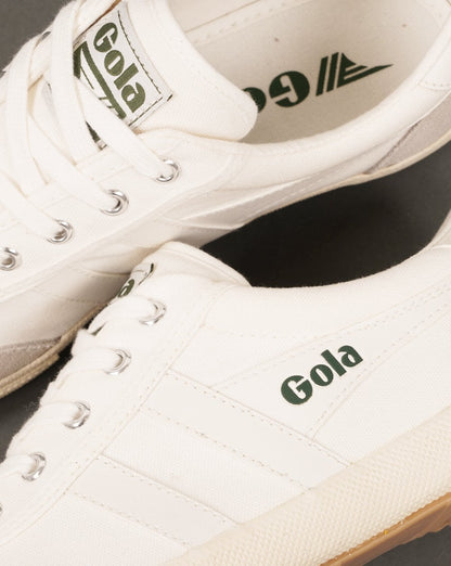 Gola Badminton Plimsoll Trainers Off White / Evergreen