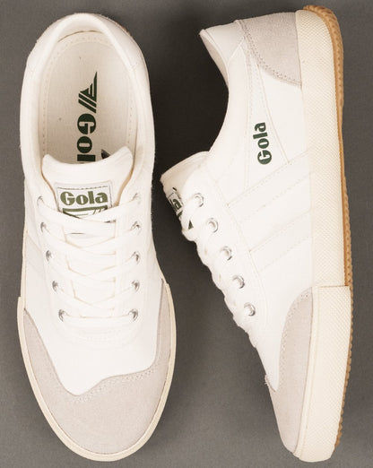 Gola Badminton Plimsoll Trainers Off White / Evergreen