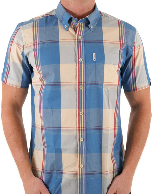 Ben Sherman Multicolour Overcheck Shirt Kingfisher