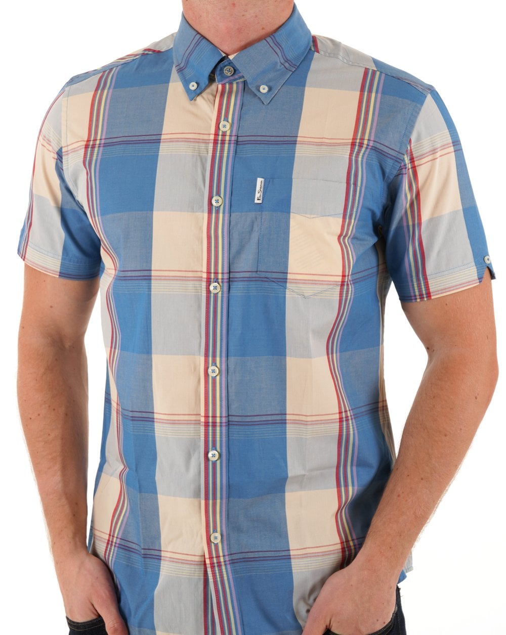 Ben Sherman Multicolour Overcheck Shirt Kingfisher