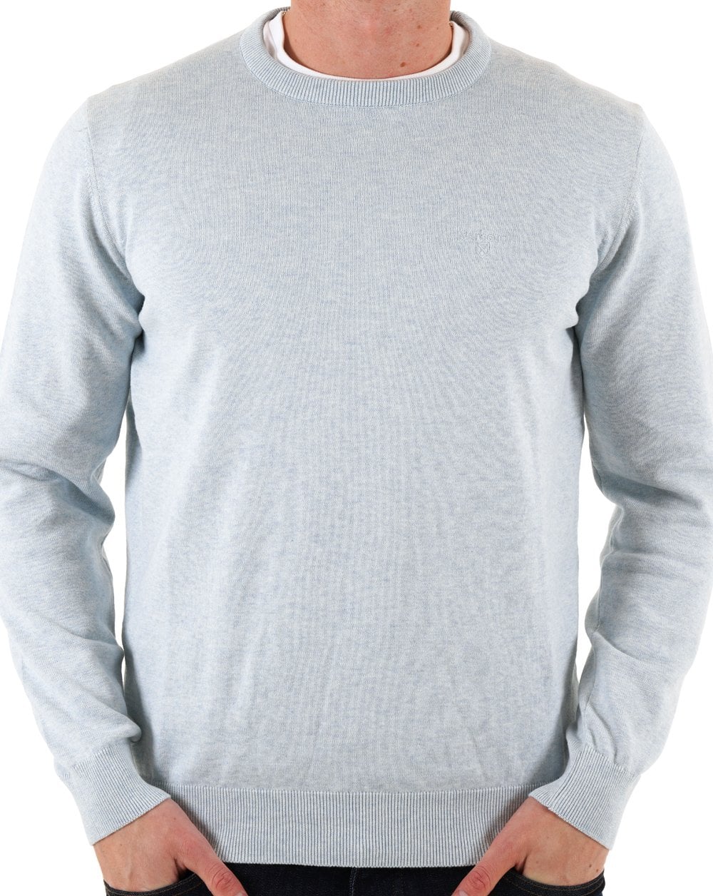 Barbour Pima Cotton Jumper Ocean Sky