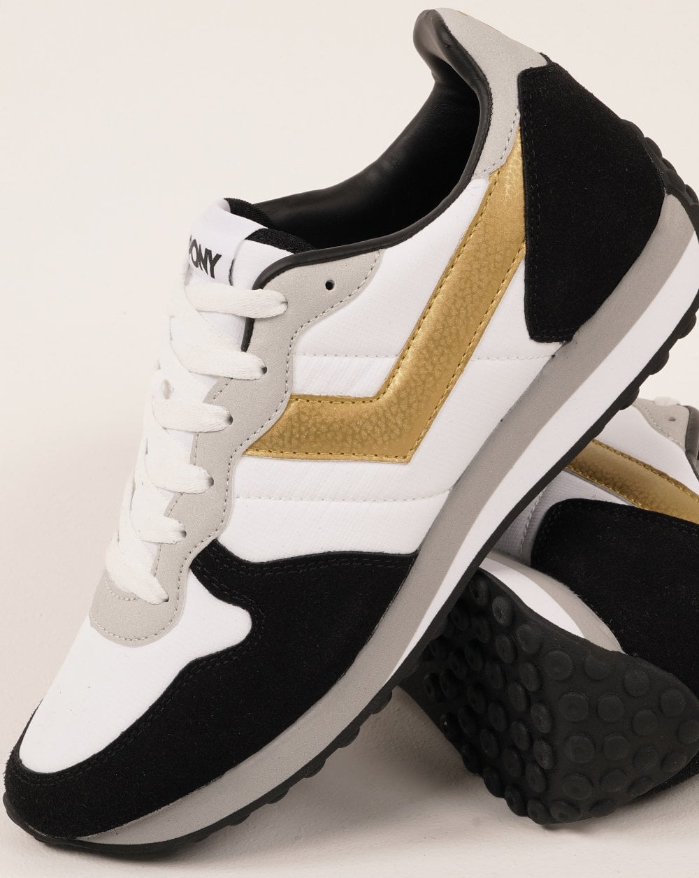 Pony Express Trainers White /Black / Gold