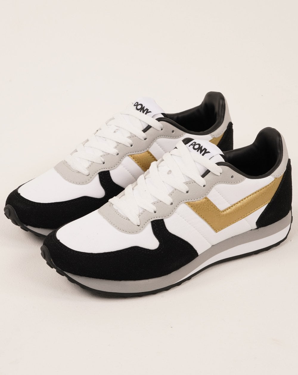 Pony Express Trainers White /Black / Gold