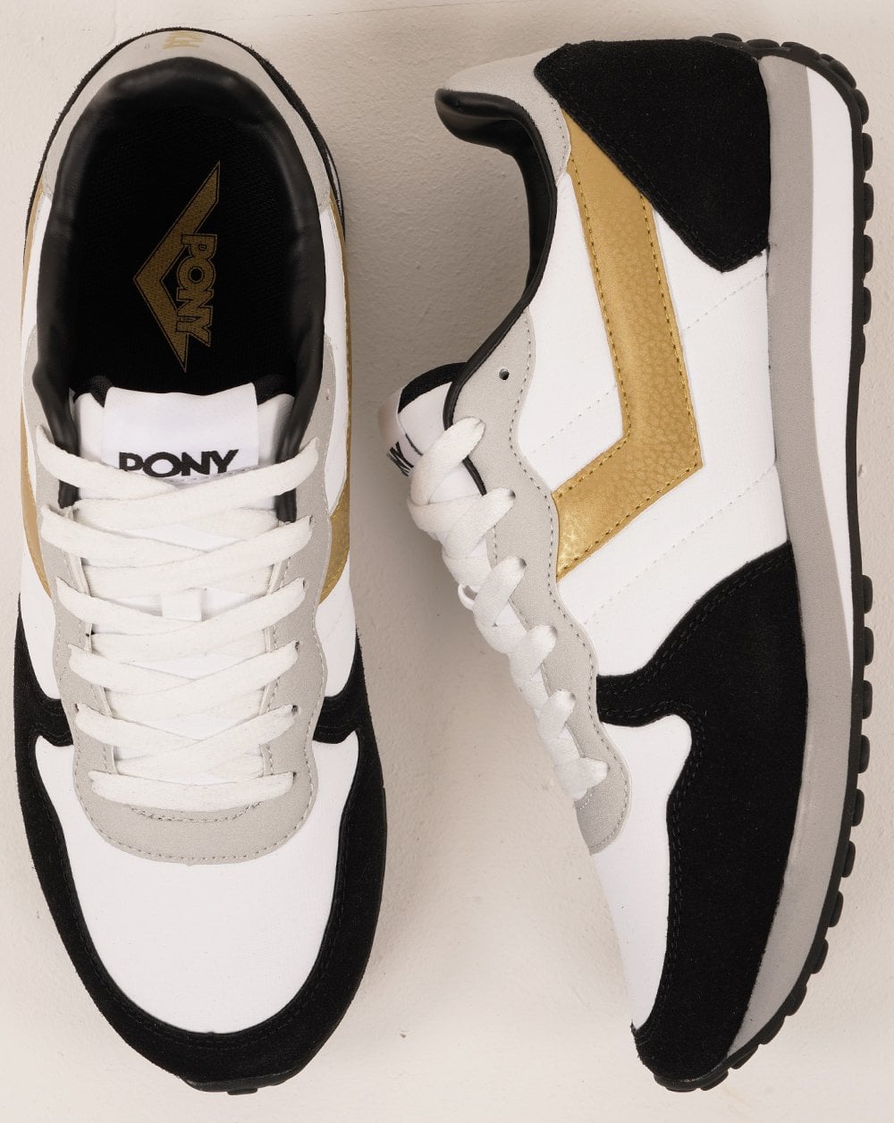 Pony Express Trainers White /Black / Gold