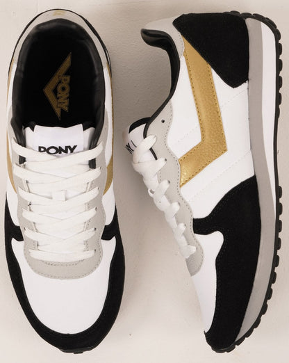 Pony Express Trainers White /Black / Gold