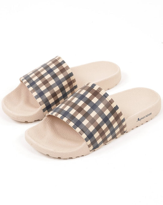 Aquascutum Slider Beige Check