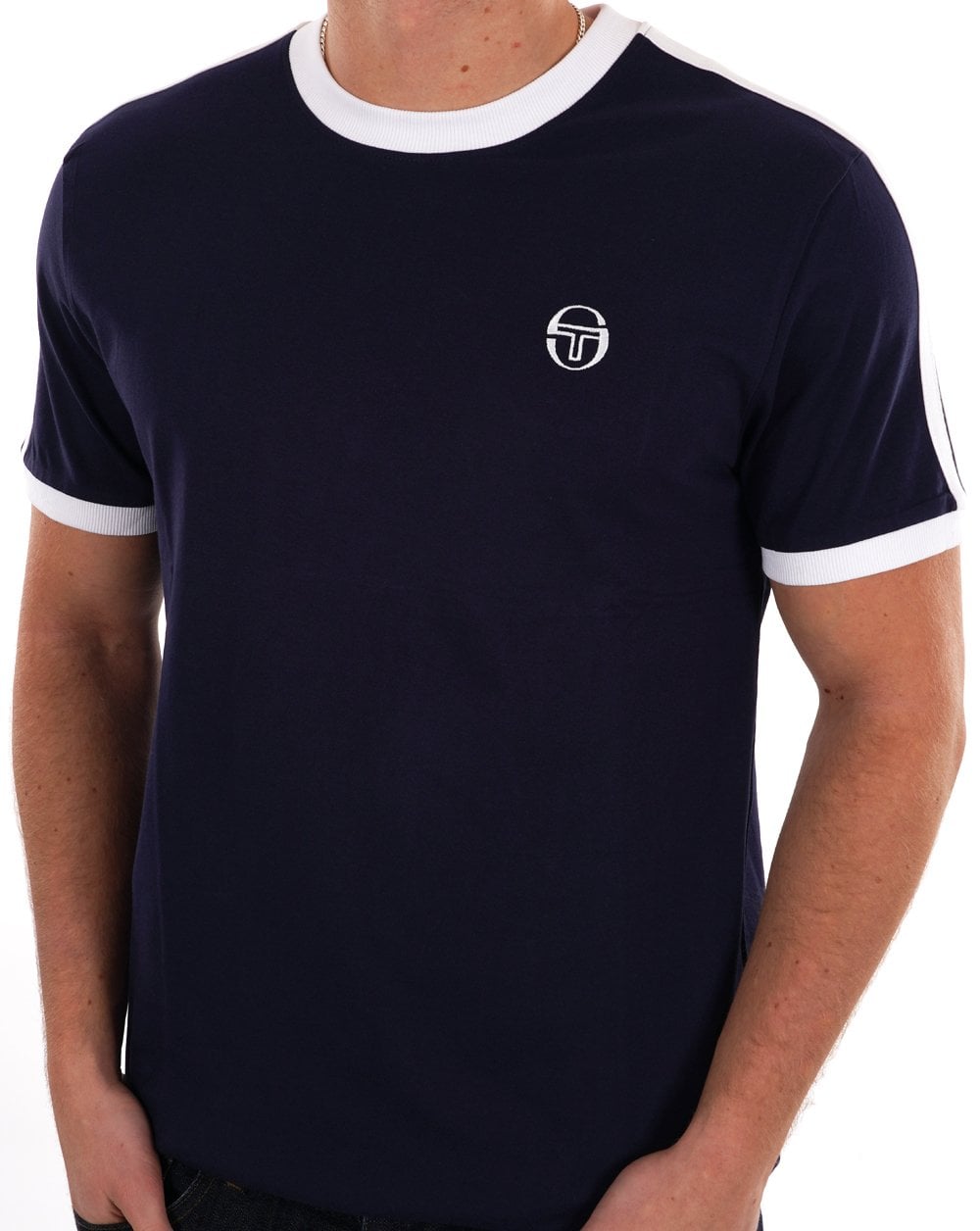 Sergio Tacchini Retro Ace T Shirt Navy Blue/White