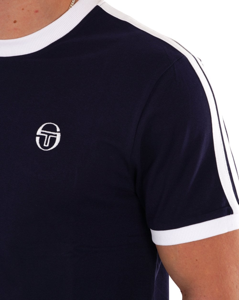 Sergio Tacchini Retro Ace T Shirt Navy Blue/White