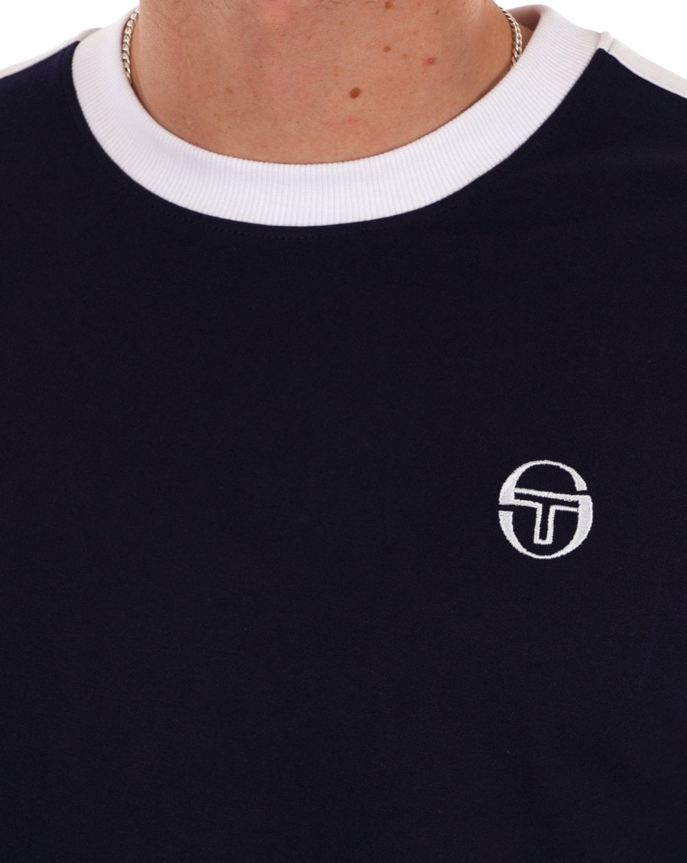 Sergio Tacchini Retro Ace T Shirt Navy Blue/White