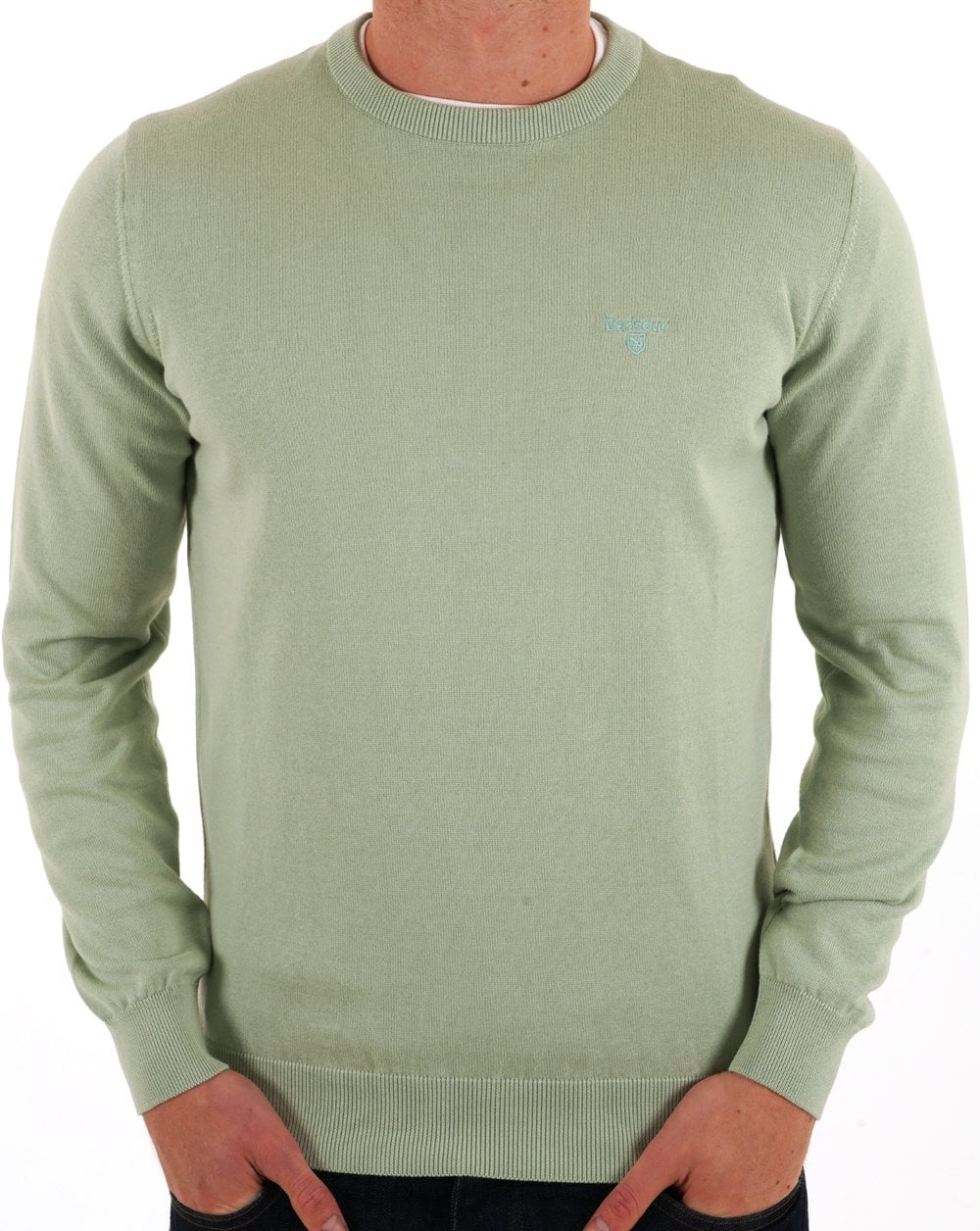 Barbour Pima Cotton Crew Neck Jumper Pale Apple