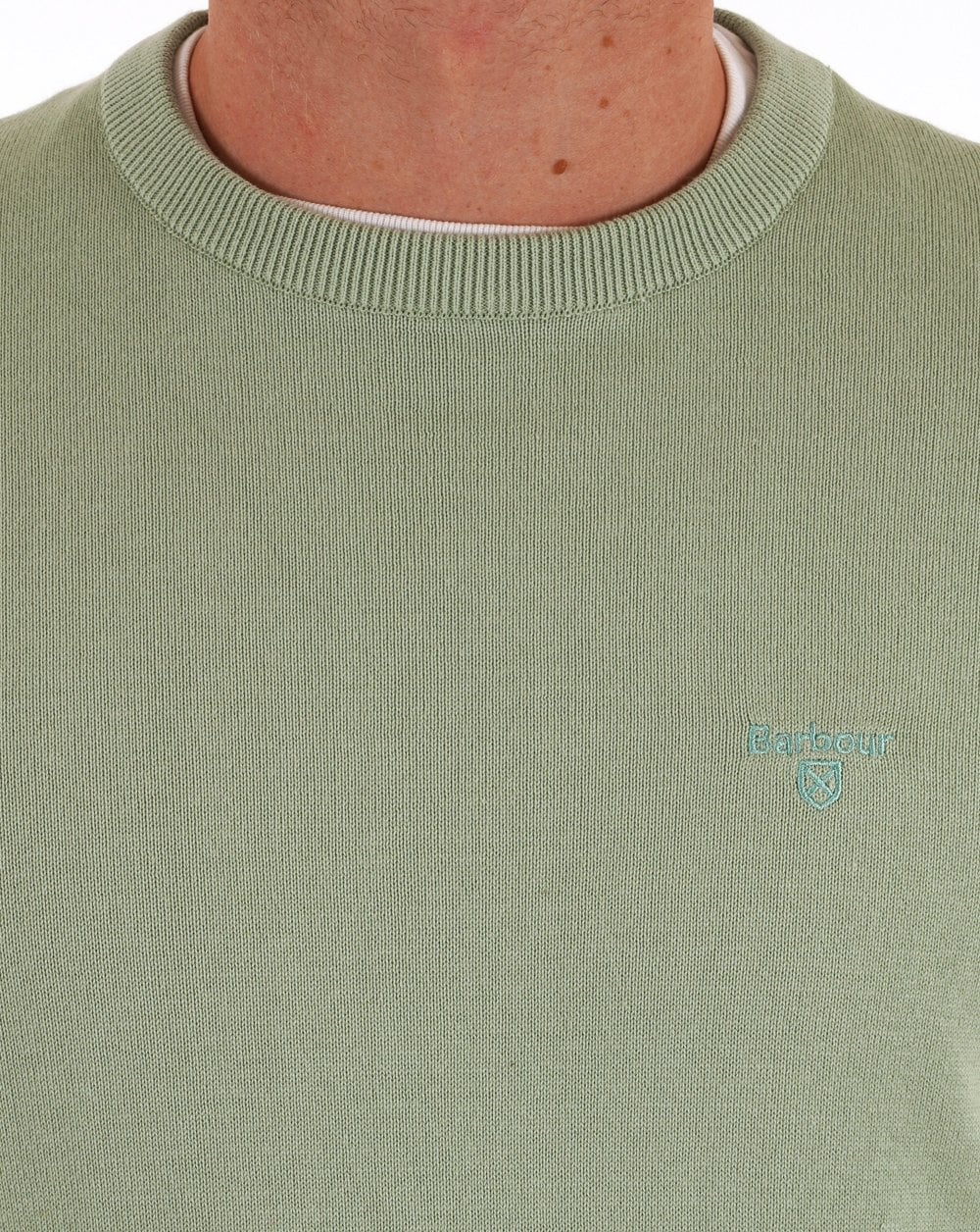 Barbour Pima Cotton Crew Neck Jumper Pale Apple
