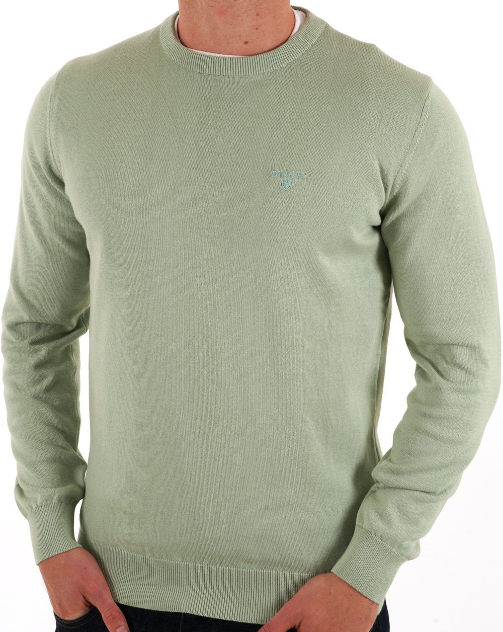 Barbour Pima Cotton Crew Neck Jumper Pale Apple