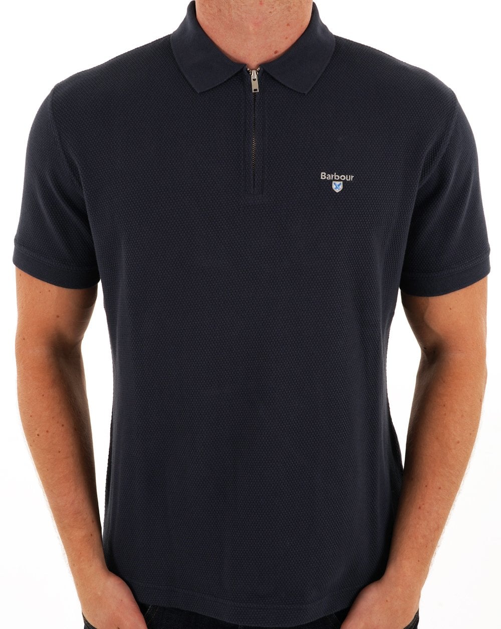 Barbour Hingham Zip Polo Navy
