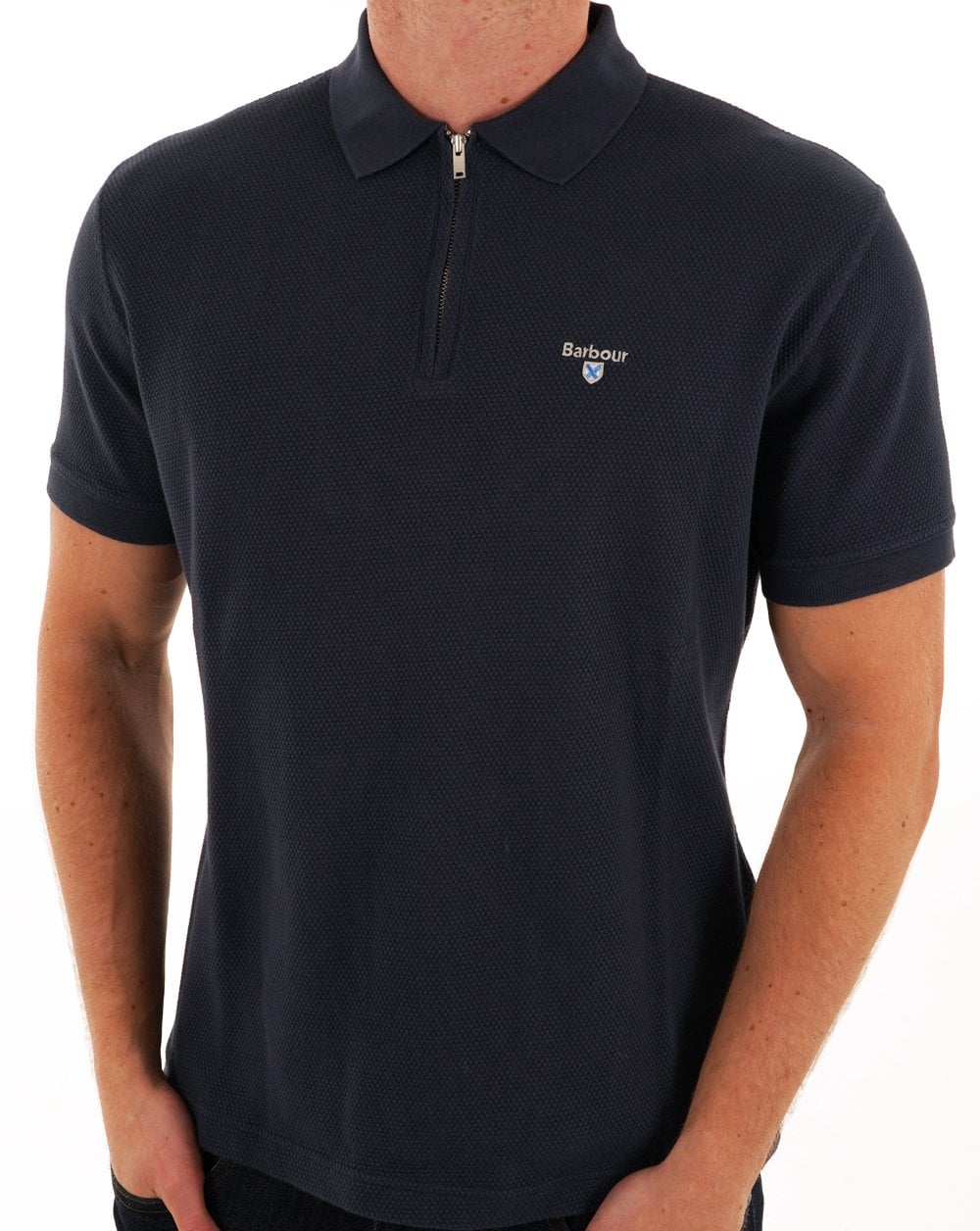 Barbour Hingham Zip Polo Navy