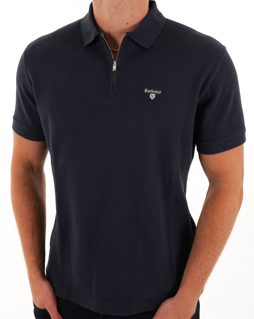 Barbour Hingham Zip Polo Navy