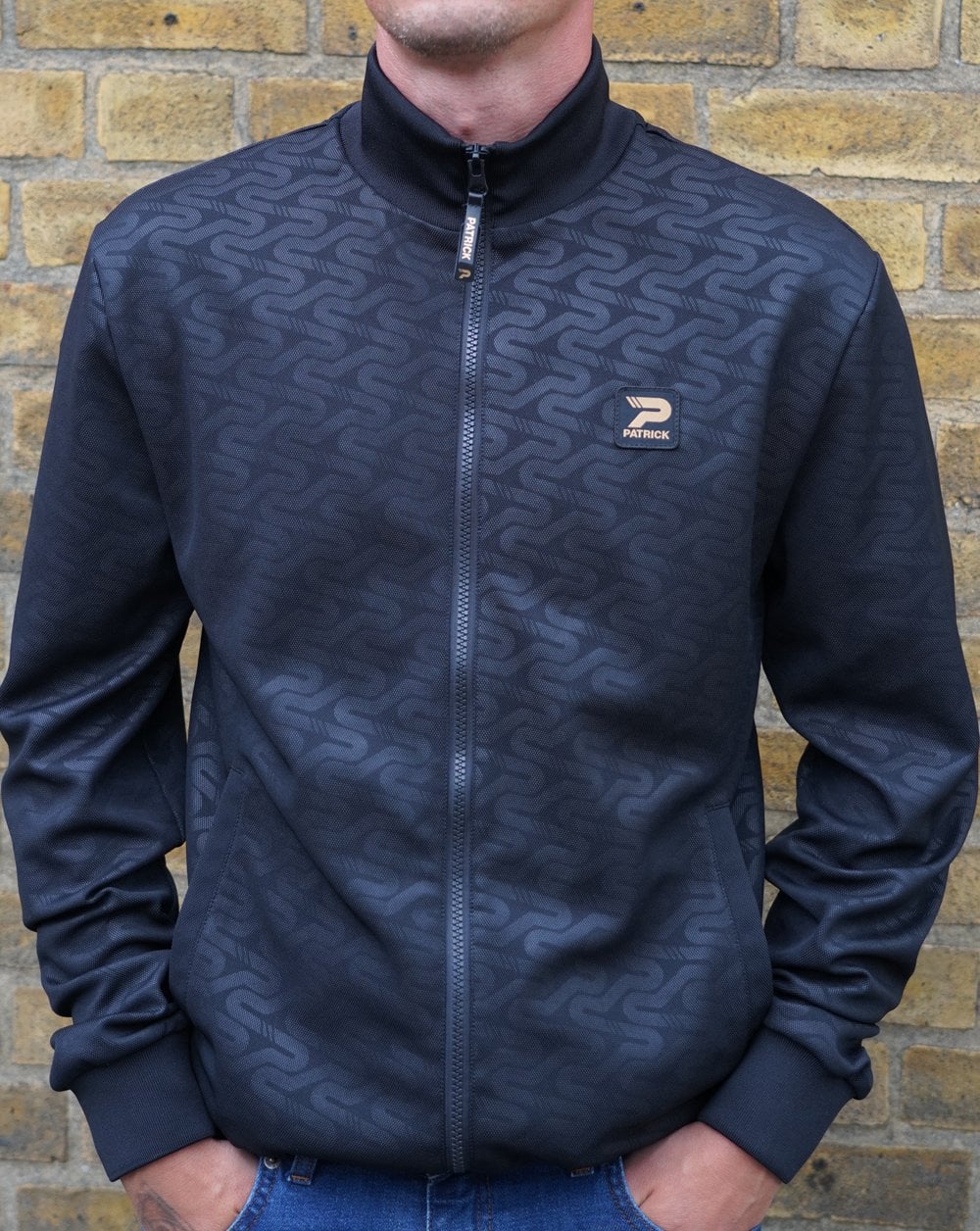 Patrick All Over Print Track Top Tonal Black