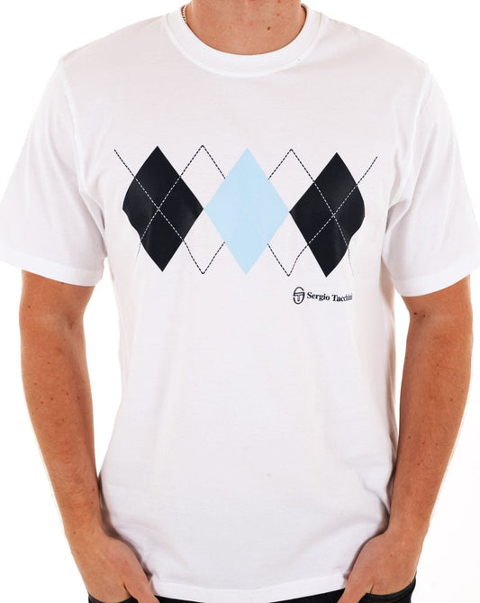Sergio Tacchini Diamond T Shirt White/Sky/Navy