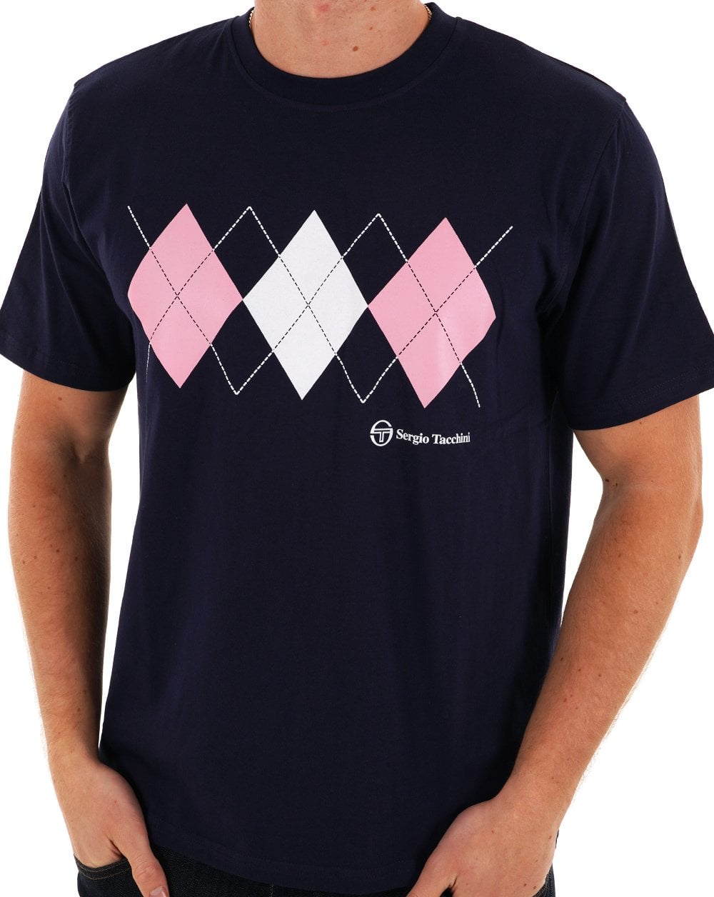 Sergio Tacchini Diamond T Shirt Navy White Pink