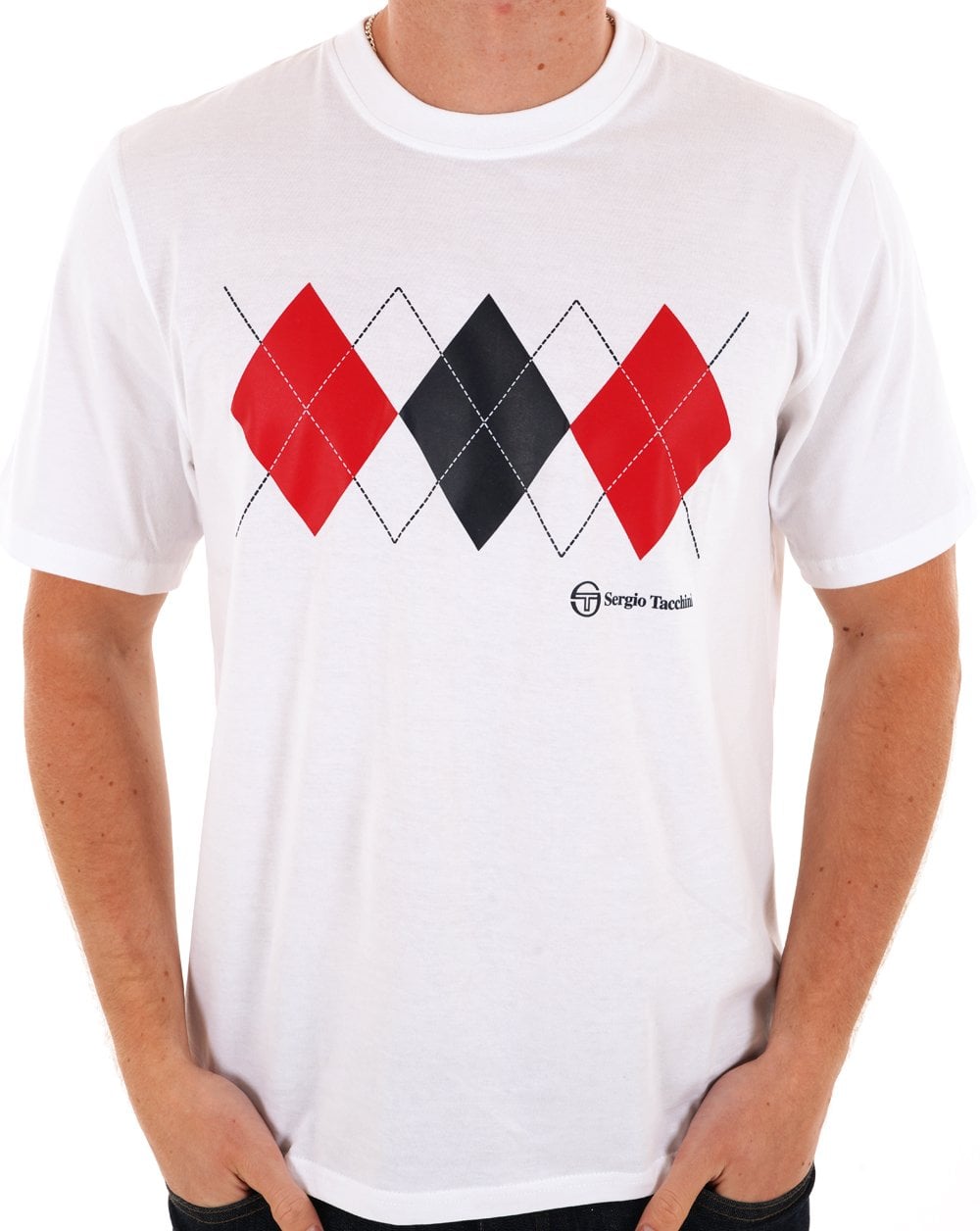 Sergio Tacchini Diamond T Shirt White/Navy/Red