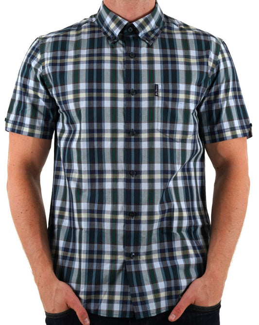 Ben Sherman Irregular Check Shirt Dark Green