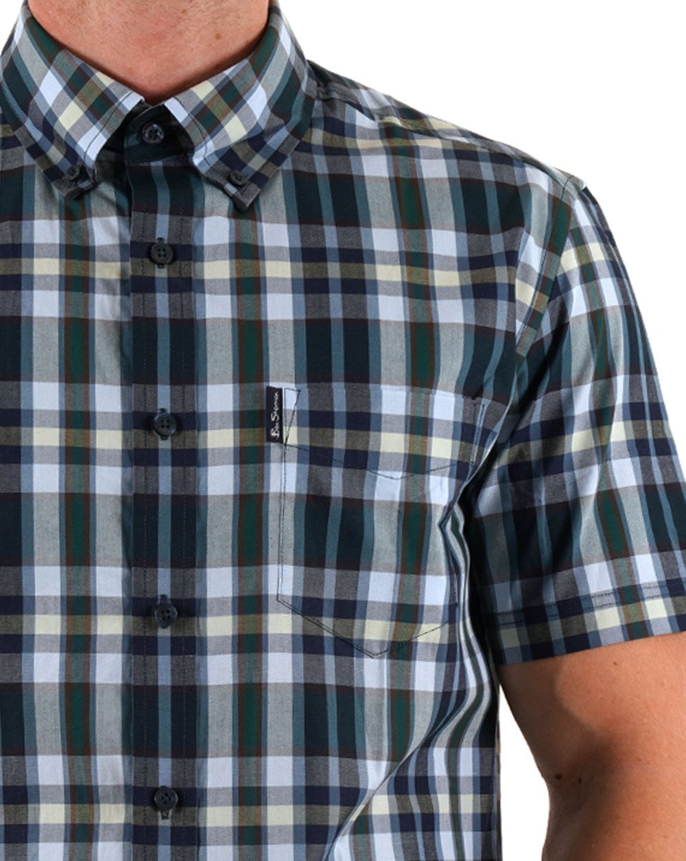 Ben Sherman Irregular Check Shirt Dark Green