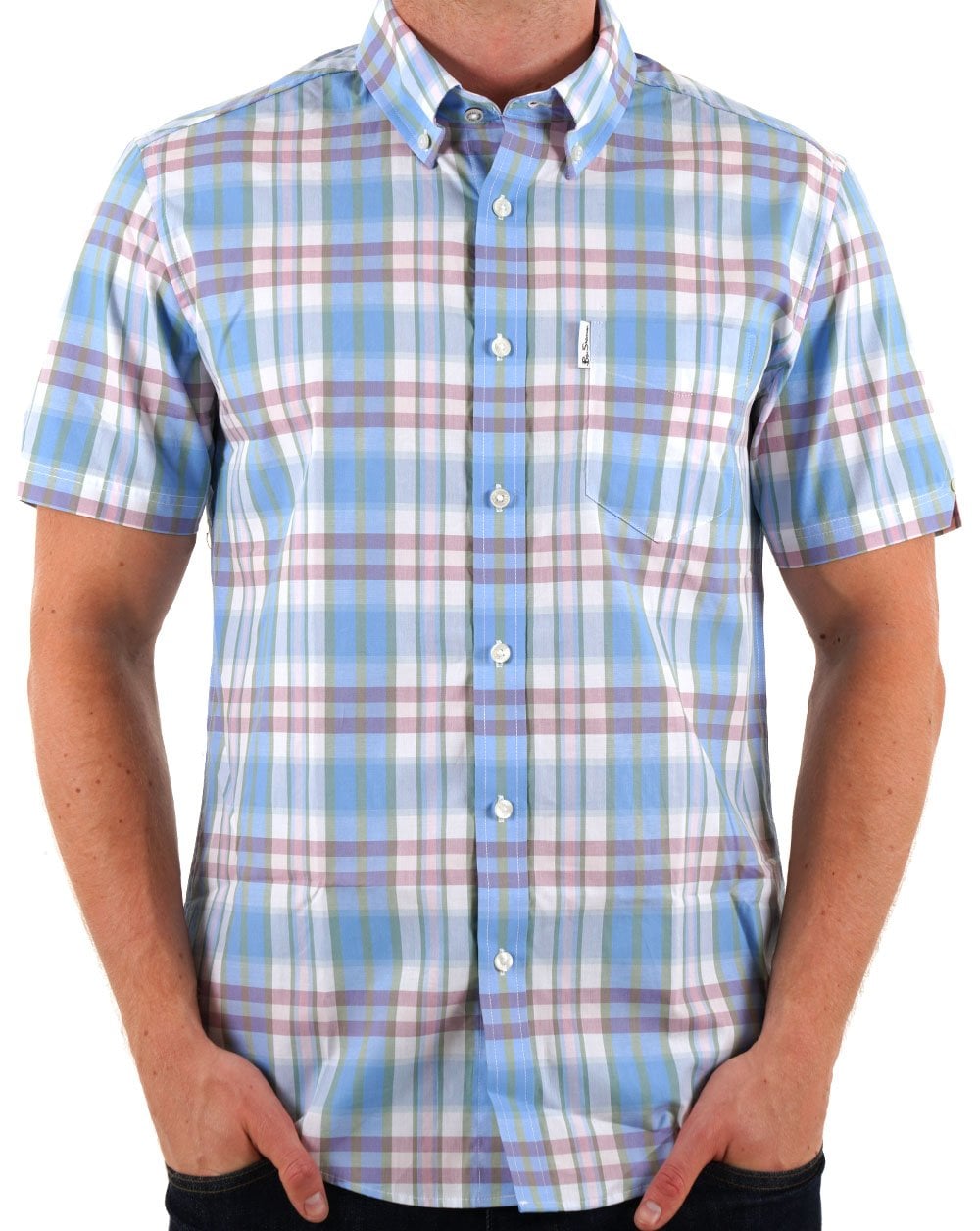 Ben Sherman Irregular Check SS Shirt Glacier