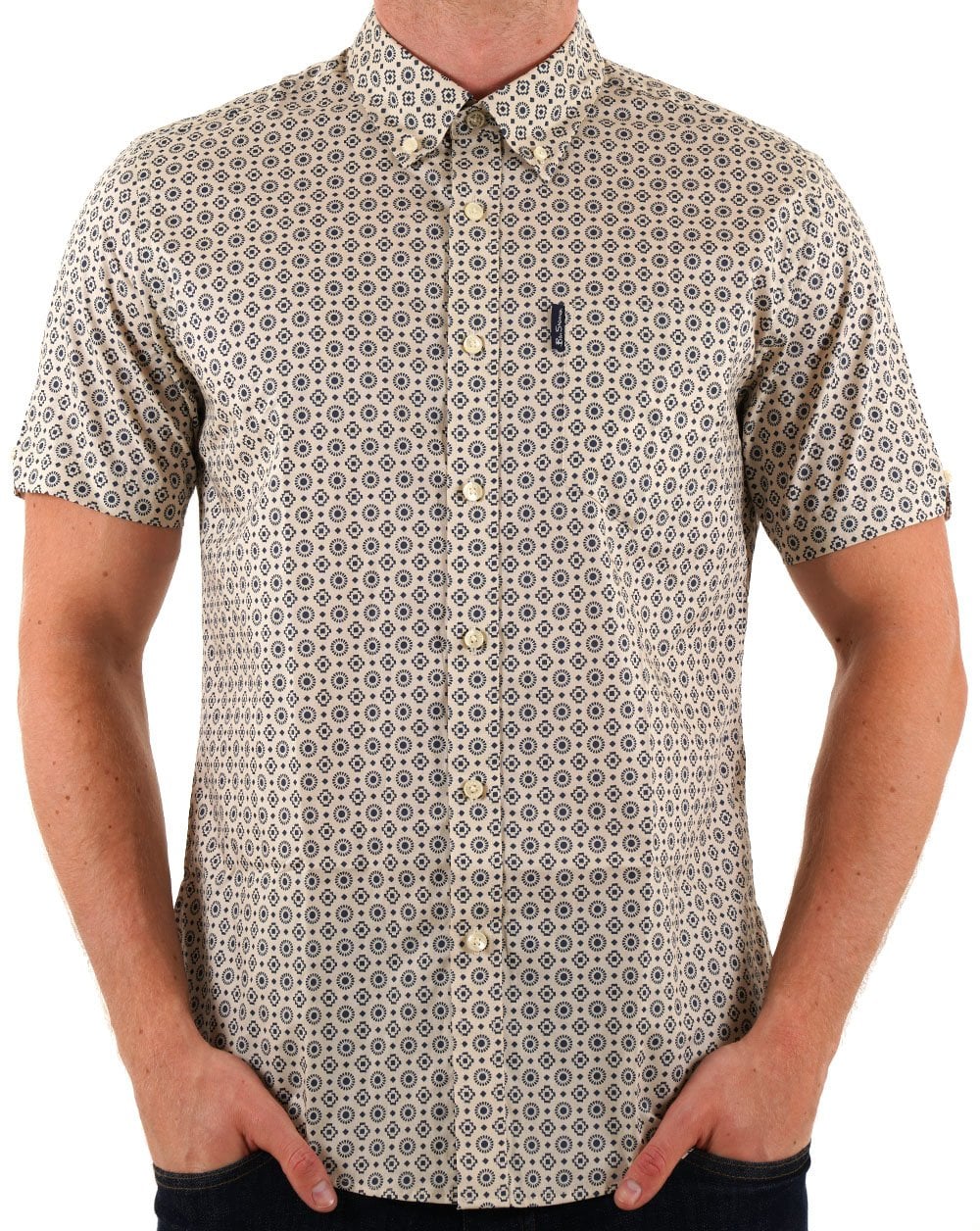 Ben Sherman Geo Print Summer Shirt Fog