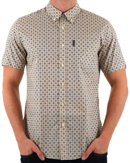 Ben Sherman Geo Print Summer Shirt Fog