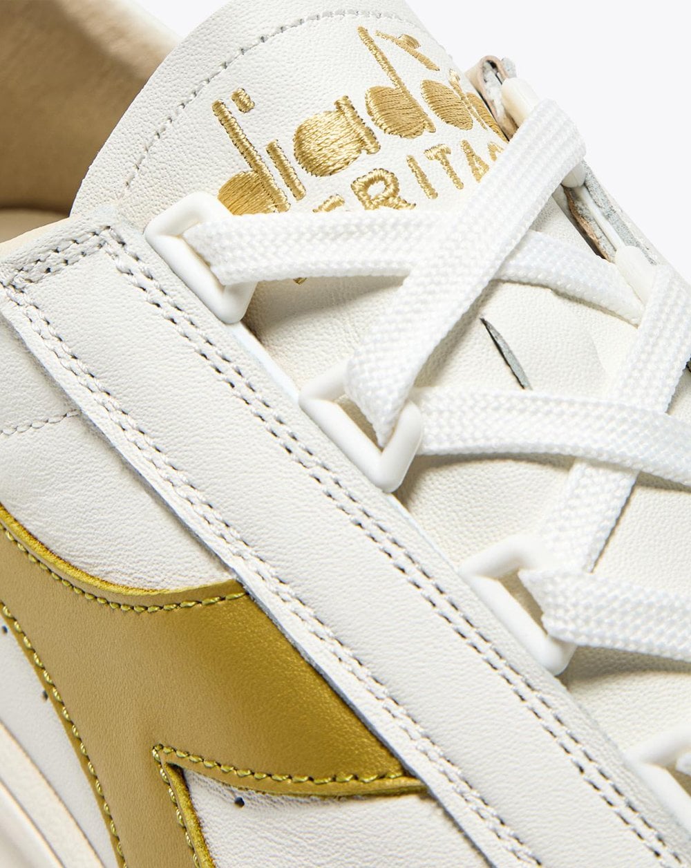 Diadora Borg Elite, Kangaroo Trainer White, Gold - 80s Casual Classics