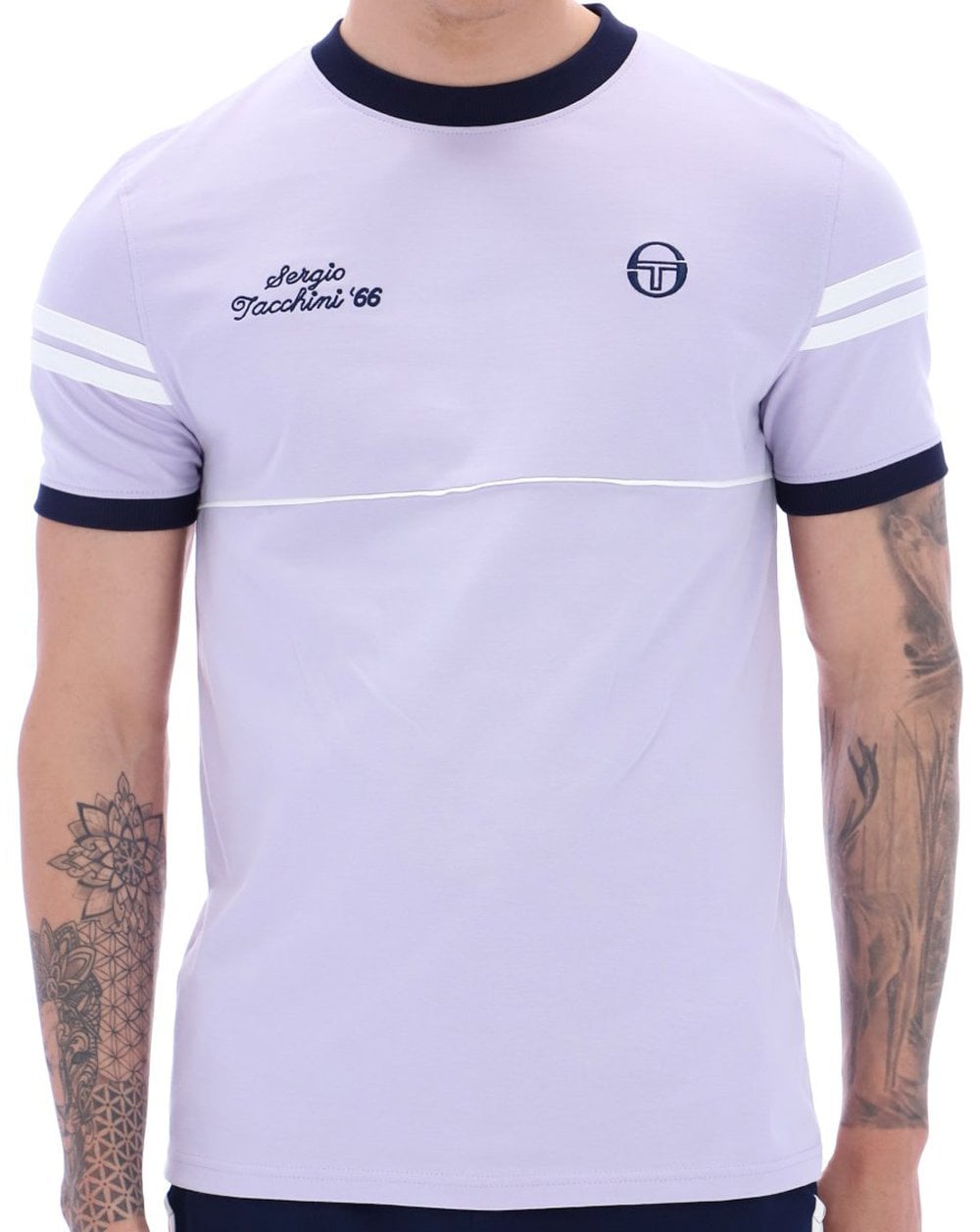 Sergio Tacchini Orion Davis T Shirt Thistle/Navy Blue