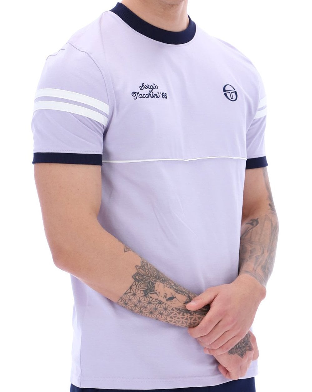 Sergio Tacchini Orion Davis T Shirt Thistle/Navy Blue