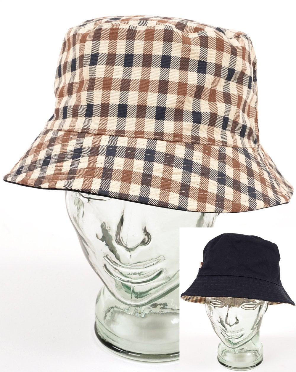 Aquascutum Iconic Reversible Bucket Hat Check/Navy
