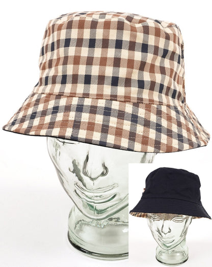 Aquascutum Iconic Reversible Bucket Hat Check/Navy