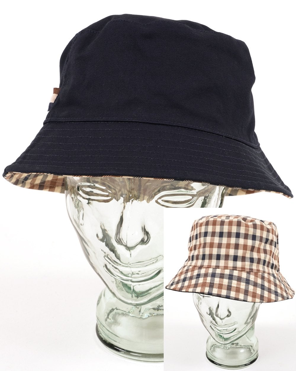 Aquascutum Iconic Reversible Bucket Hat Check/Navy