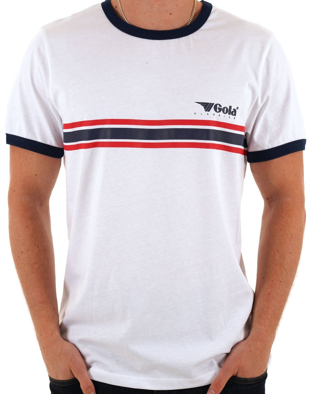 Gola Stripe Ringer T-shirt White
