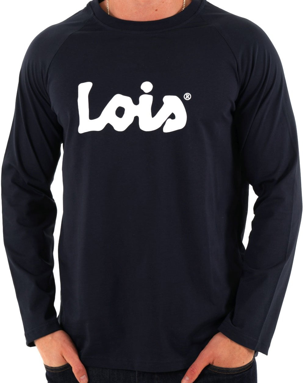 Lois Raglan LS Logo T Shirt Navy