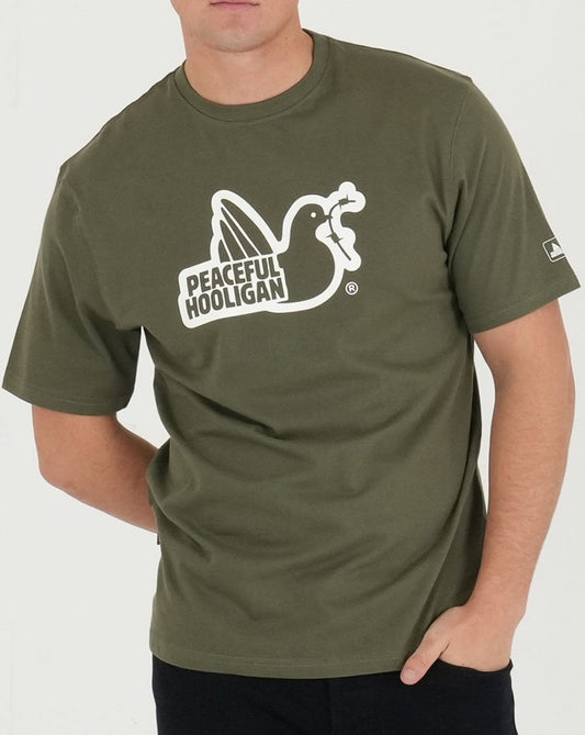 Peaceful Hooligan Outline T Shirt Khaki Green