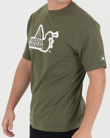 Peaceful Hooligan Outline T Shirt Khaki Green