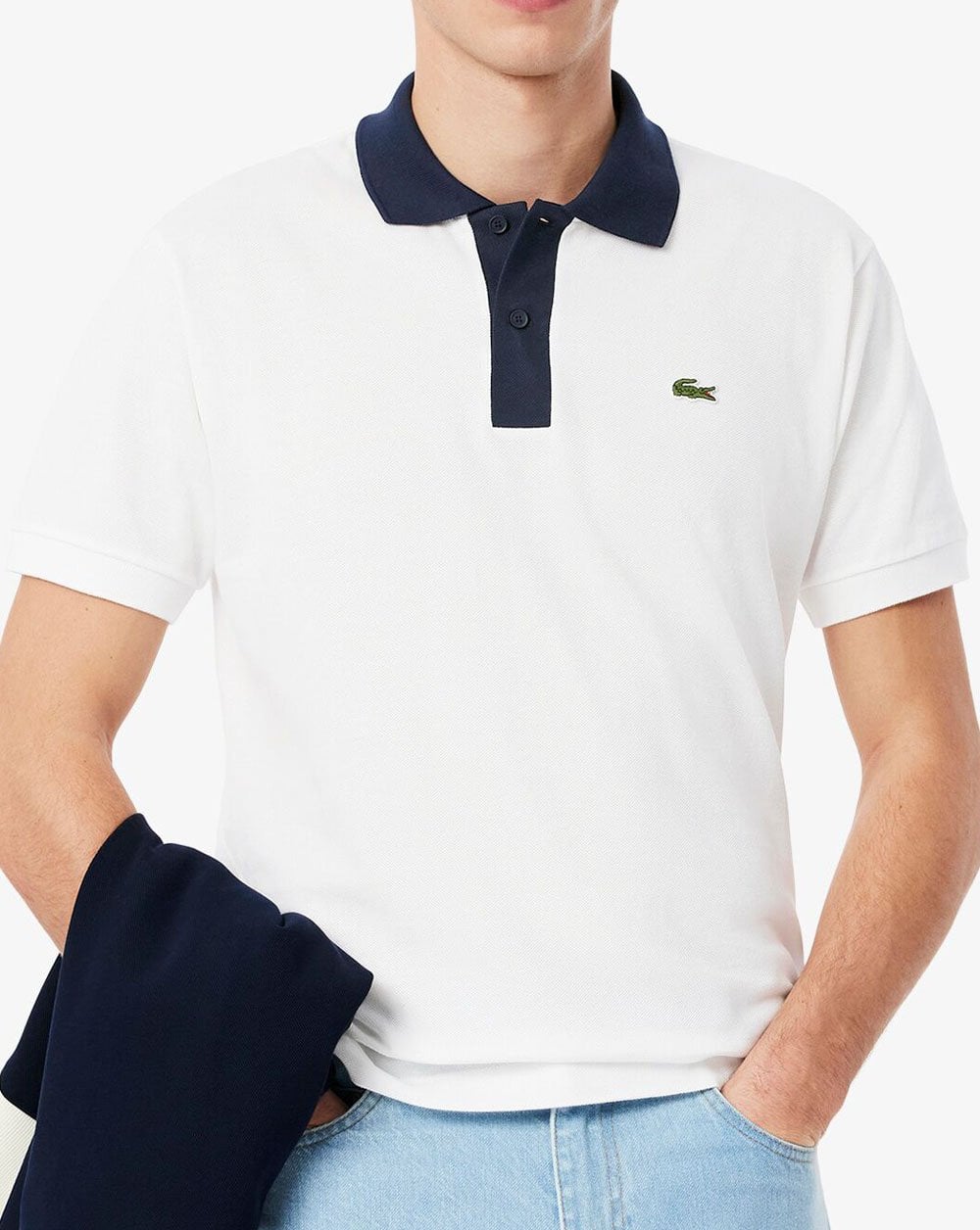 Lacoste Contrast Collar Polo Shirt White / Navy