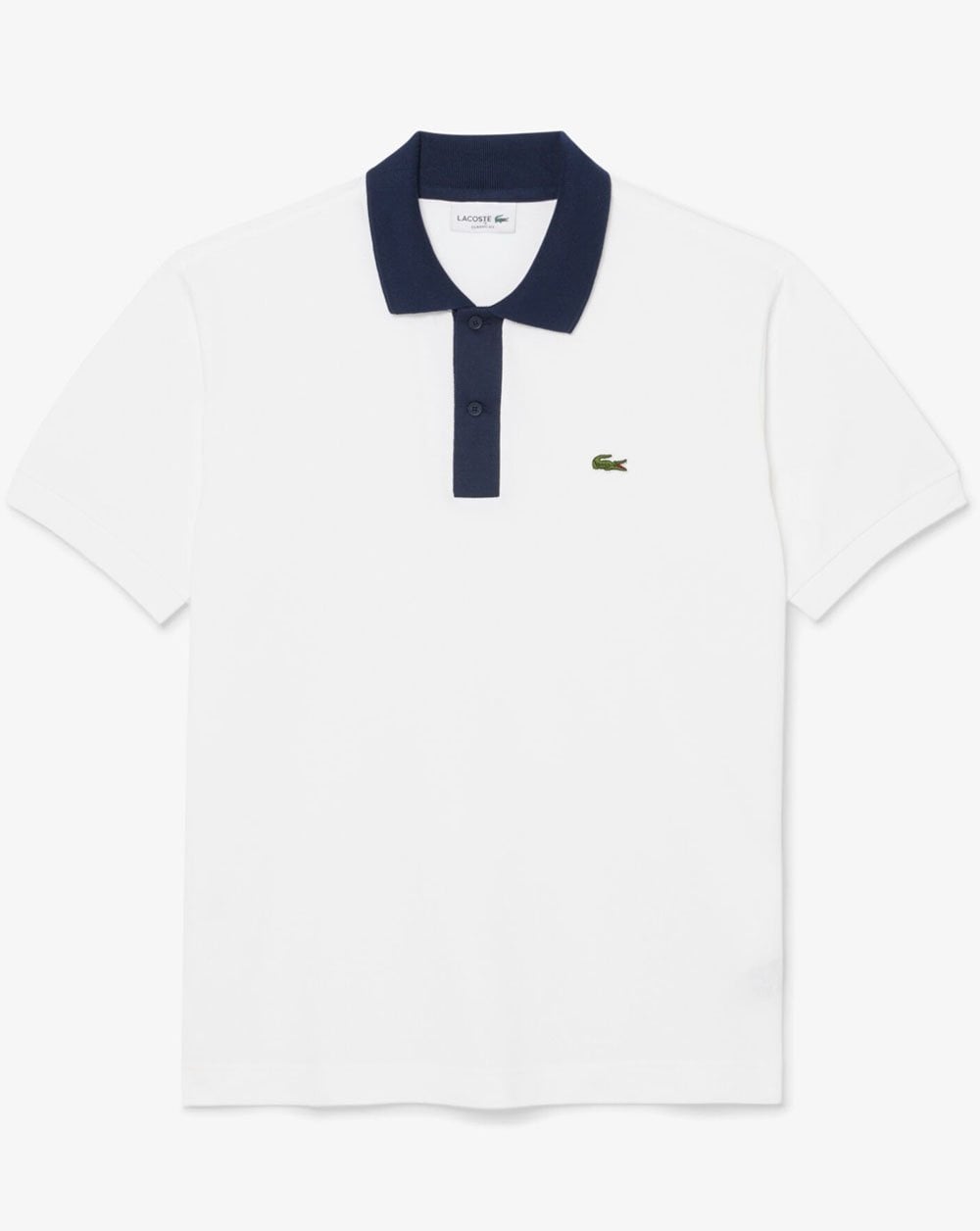 Lacoste Contrast Collar Polo Shirt White / Navy
