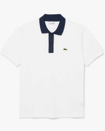 Lacoste Contrast Collar Polo Shirt White / Navy