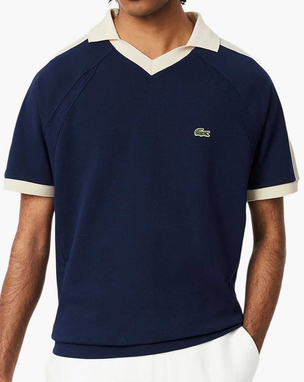 Lacoste Pique Panel Polo Shirt Navy